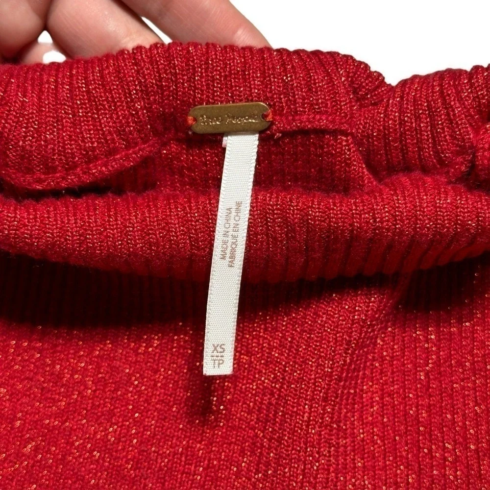 Free People Red Shimmer Mock Neck Sweater Dress | U.S. Woman’s XSmall